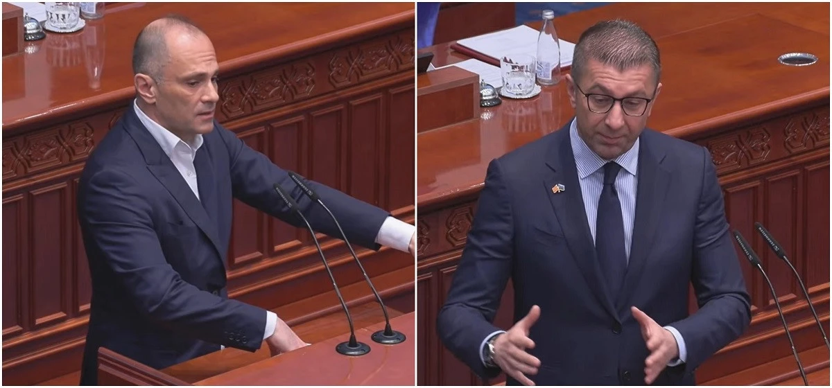 Filip&ccedil;e ile Mickoski arasında Meclis'te ekonomik kriz tartışması