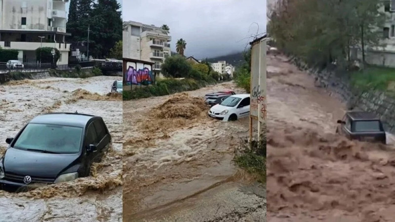 Karadağ'ın turizm merkezi Budva'da sel felaketi: Şehir sular altında!