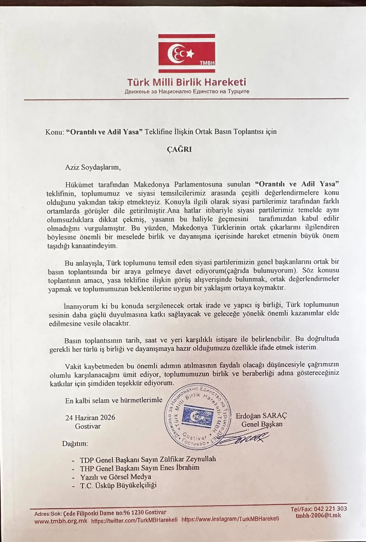 TMBH&rsquo;den T&uuml;rk partilerine ortak basın toplantısı &ccedil;ağrısı