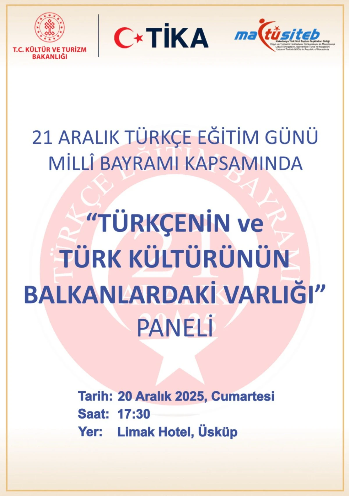T&uuml;rk&ccedil;enin ve T&uuml;rk K&uuml;lt&uuml;r&uuml;n&uuml;n Balkanlardaki Varlığı paneli &Uuml;sk&uuml;p&rsquo;te d&uuml;zenlenecek