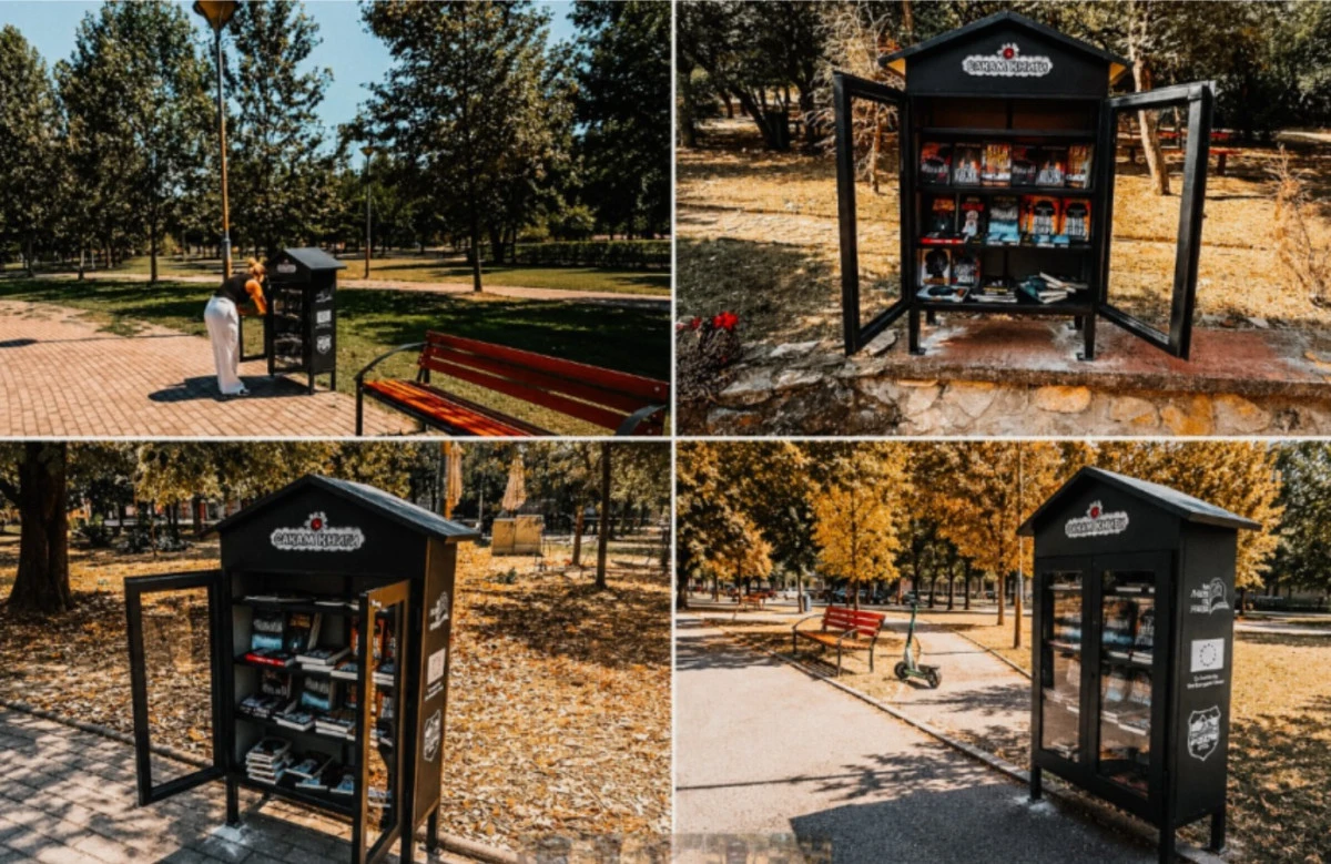 &Uuml;sk&uuml;p'&uuml;n parklarında kitap d&ouml;nemi: Beş mini k&uuml;t&uuml;phane hizmete girdi